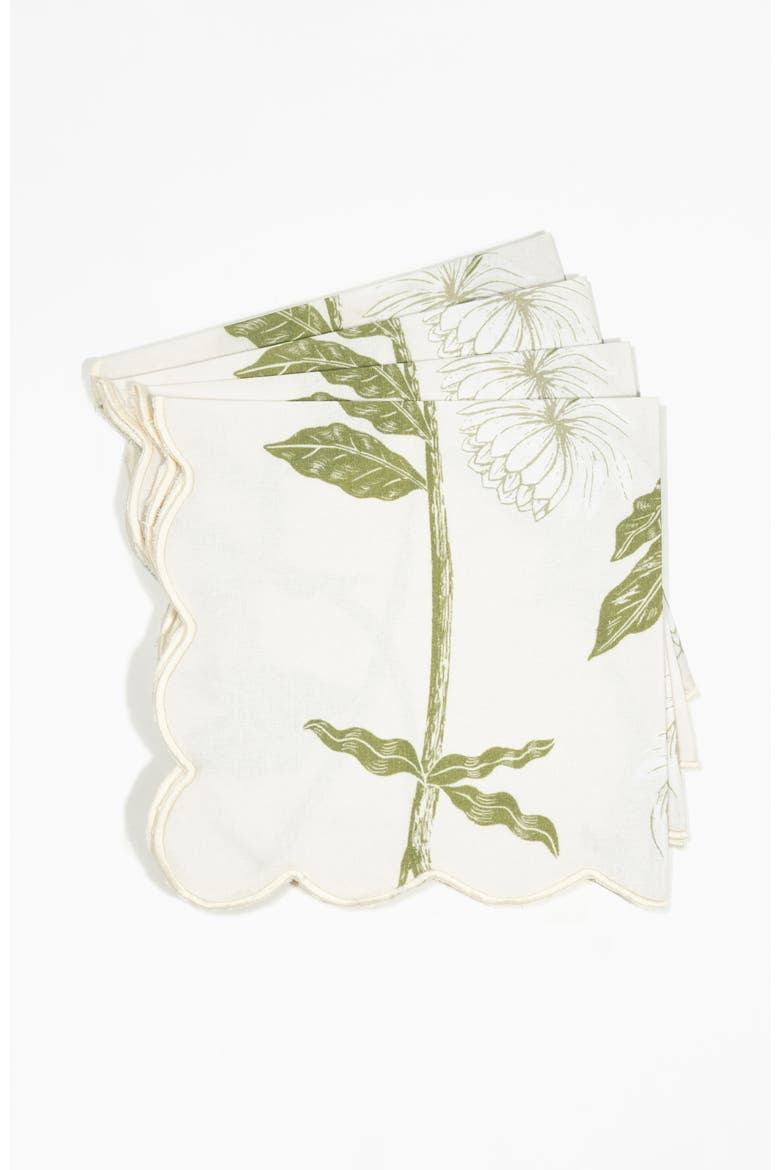 Storytime Dahlias Dinner Napkins - Set of Four, Alternate, color, Green