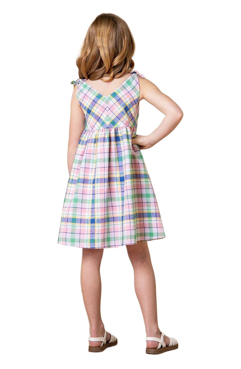 Hope & Henry Girls' Organic Eyelet Bow Shoulder Dress, Kids, Alternate, color, Flower Show Plaid