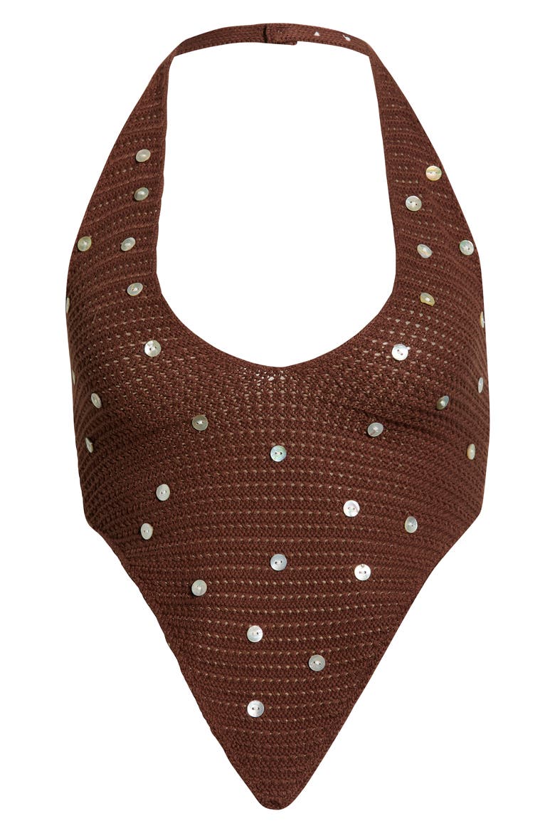 Maribel Knit Halter Top, Alternate, color, BROWN