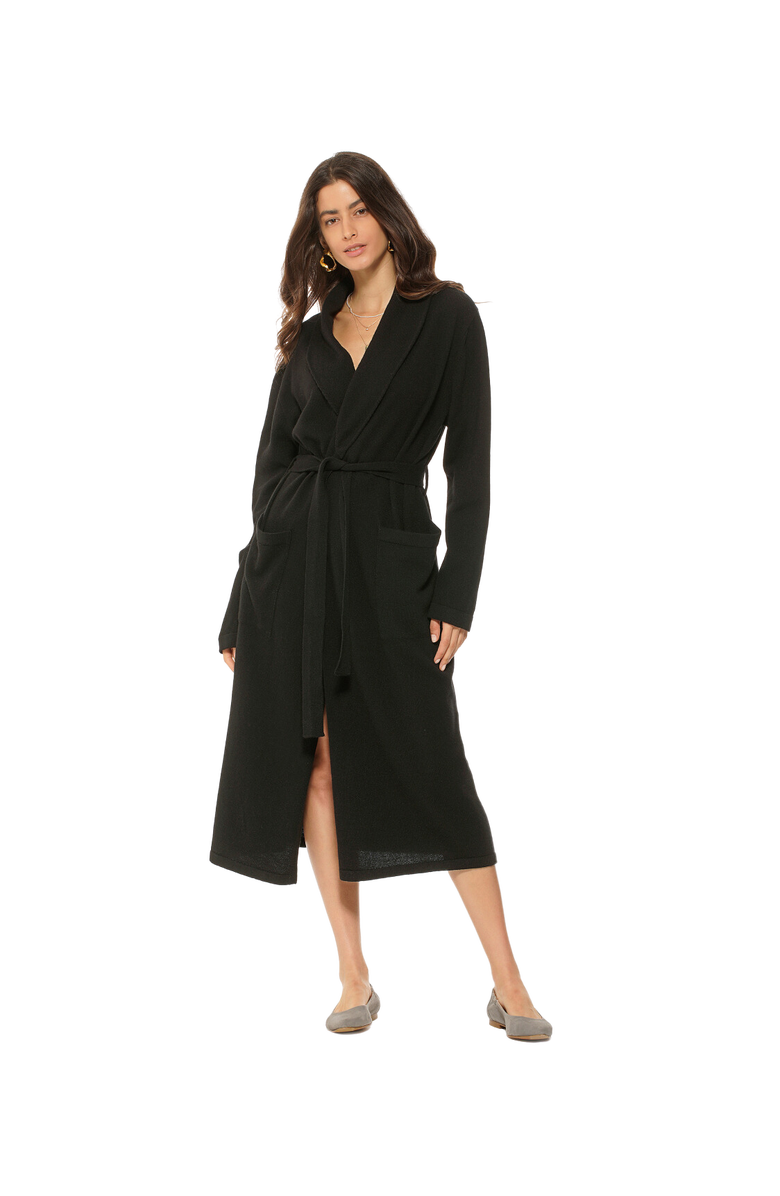 Monticelli Cashmere Pure Cashmere Knit Robe, Main, color, Black