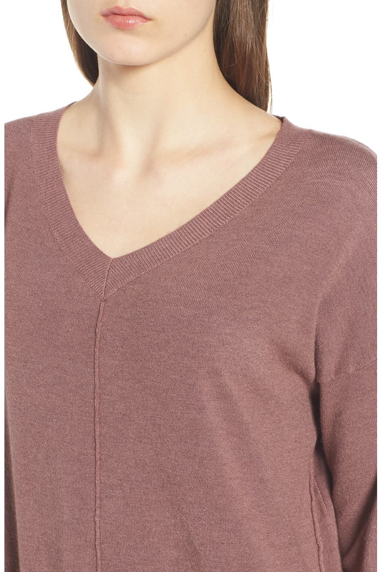 Exposed Seam Sweater, Alternate, color, HEATHER BERRY