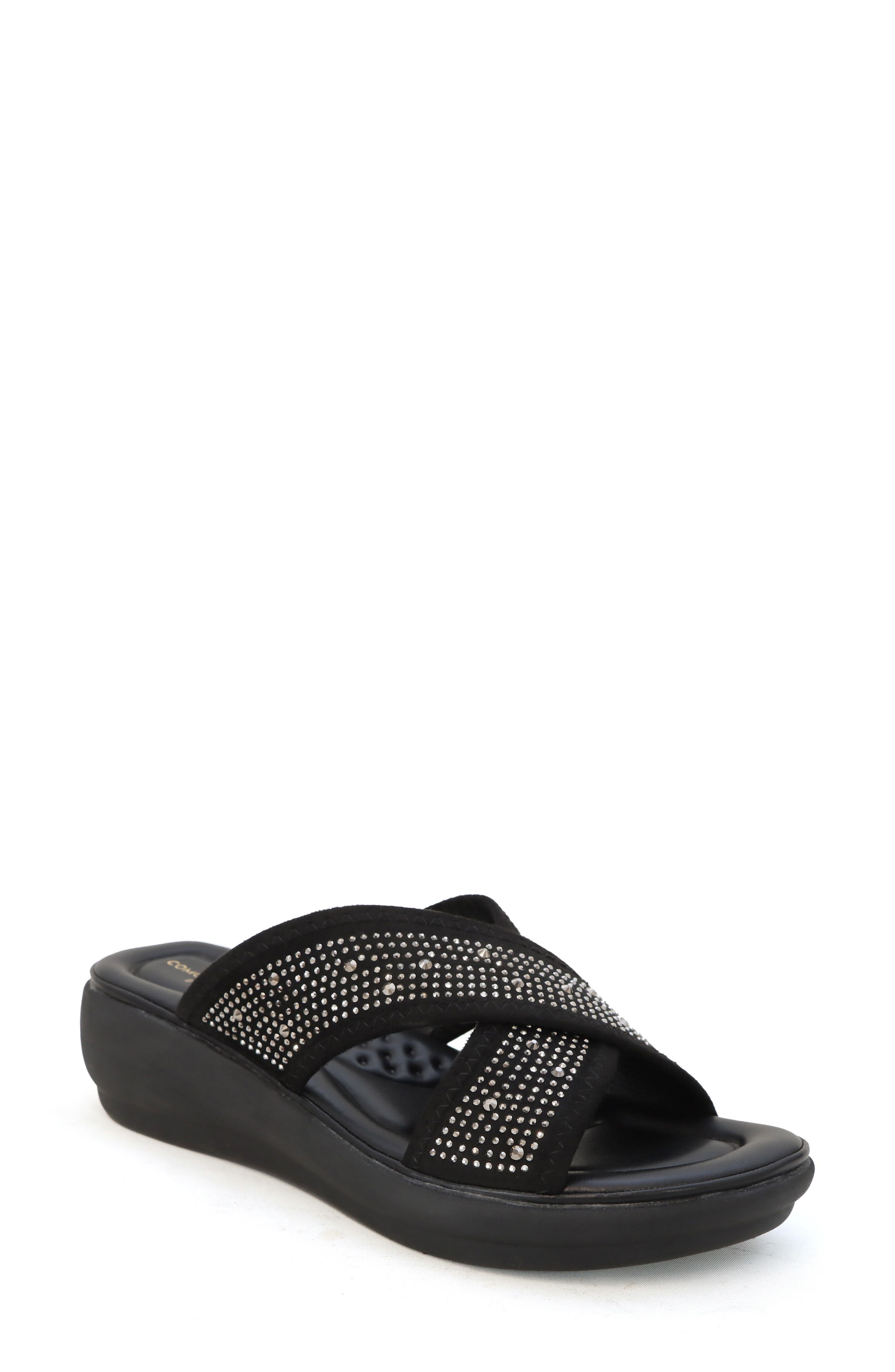 COMODA DESIGNS Nomi Rhinestone Embellished Slide Sandal