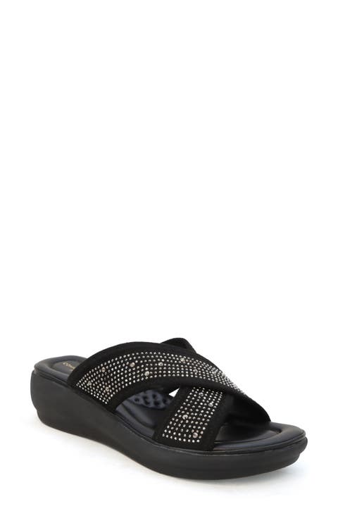 Nomi Rhinestone Embellished Slide Sandal (Women)