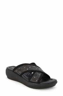 COMODA DESIGNS Nomi Rhinestone Embellished Slide Sandal