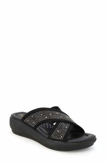 COMODA DESIGNS Nomi Rhinestone Embellished Slide Sandal