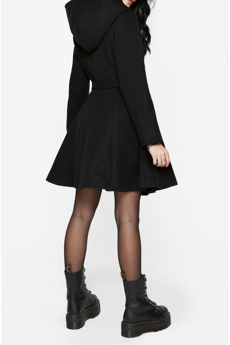 Camilla Tie Waist Hooded Coat, Alternate, color, Black