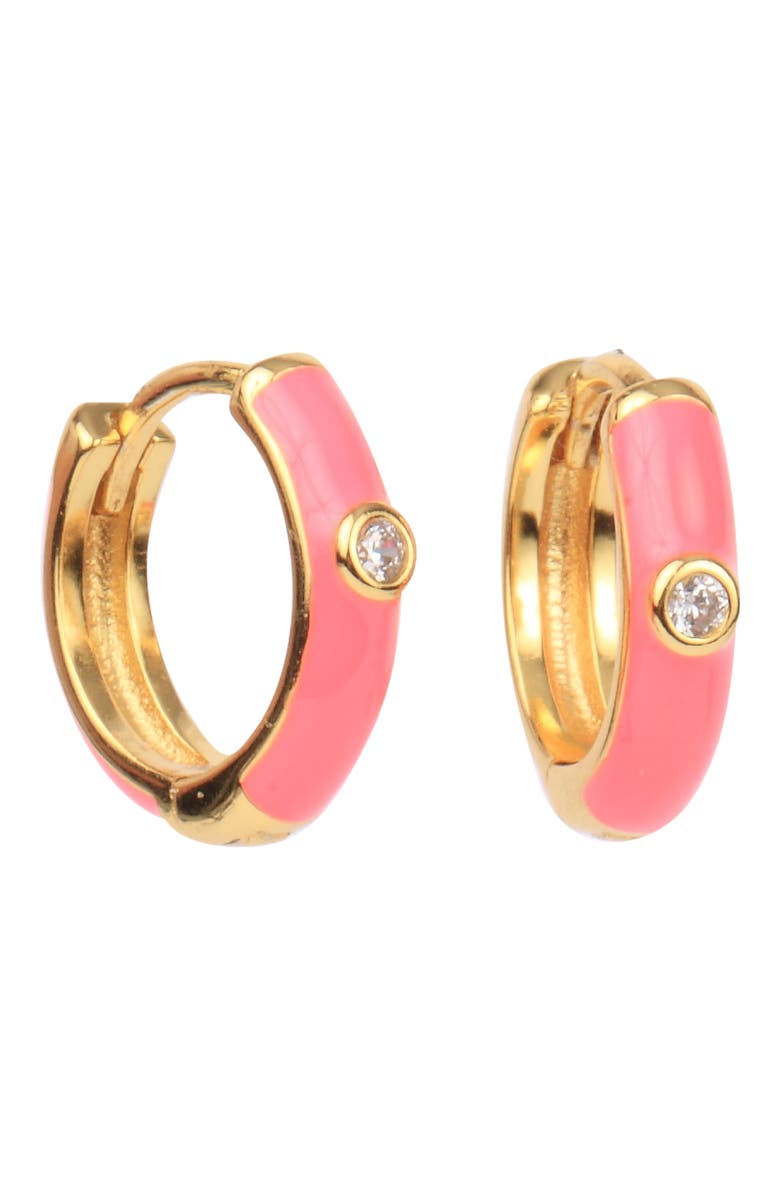 Color Shout Enamel Huggie Hoops, Main, color, Hot Pink