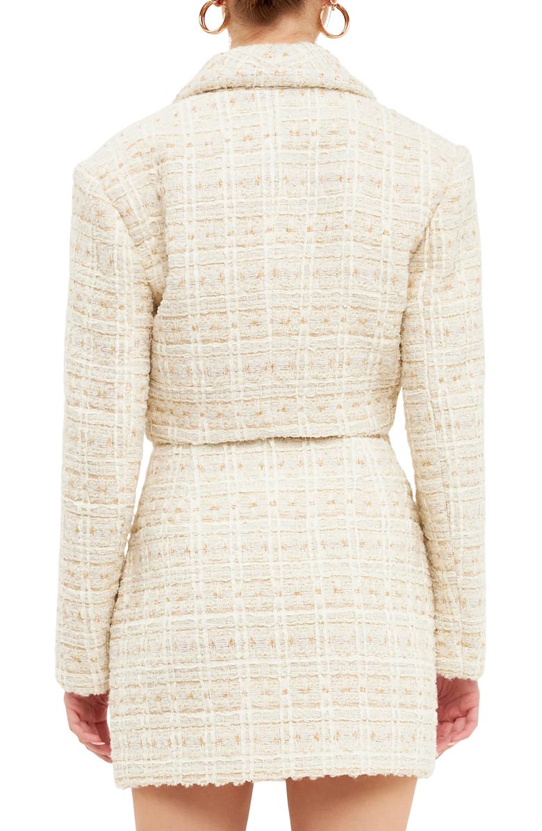 Endless Rose Premium Crop Tweed Jacket, Alternate, color, Ivory