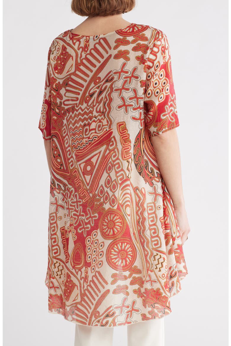 High-Low Paisley Tunic, Alternate, color, RED