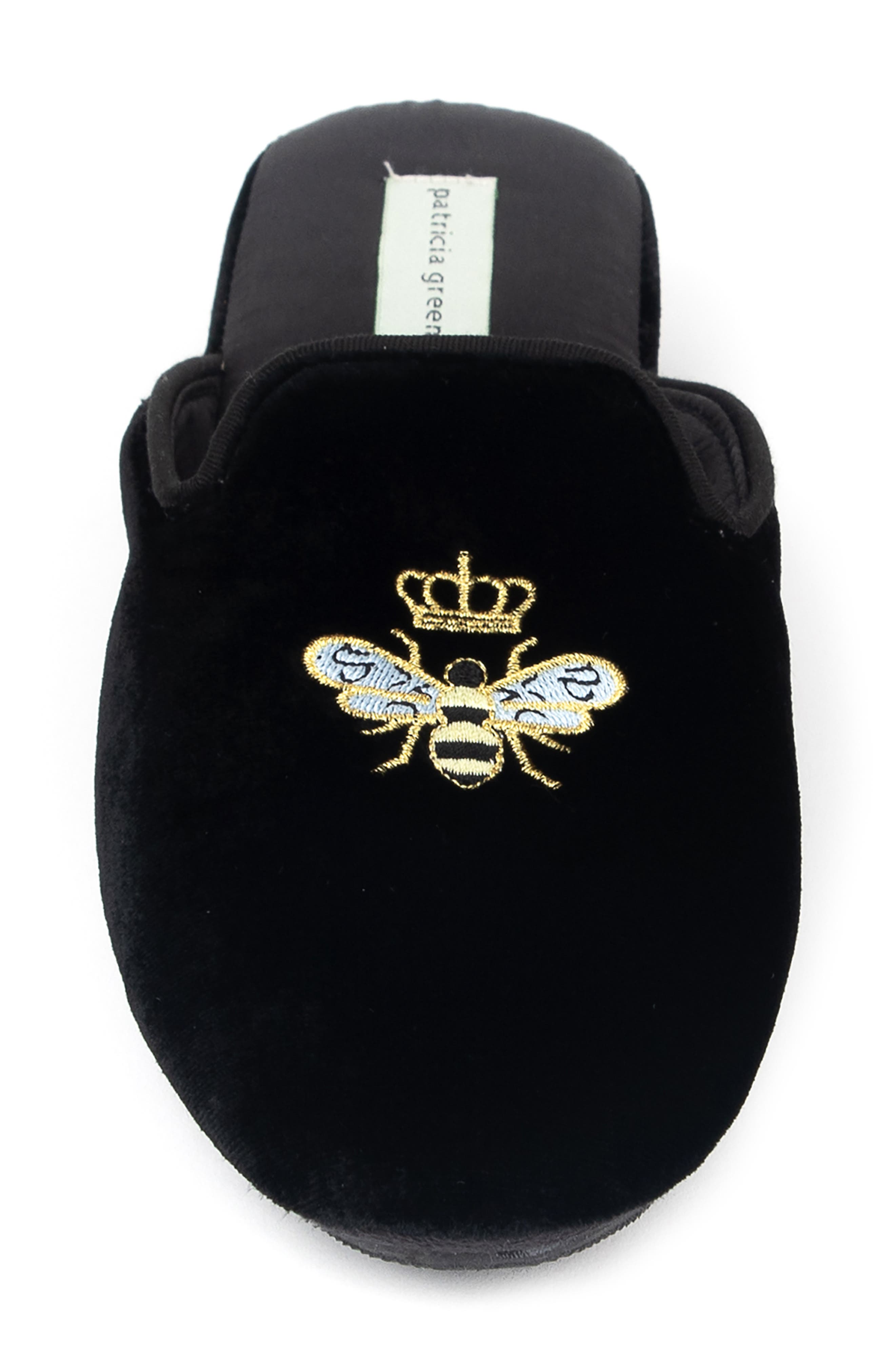 patricia green 'Queen Bee' Embroidered Slipper, Alternate, color, Black Velvet