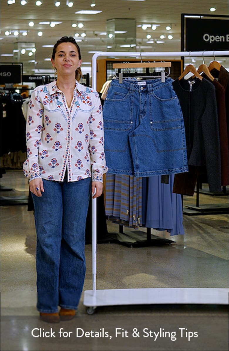 Stretch Denim Wide Leg Bermuda Shorts, sales video thumbnail