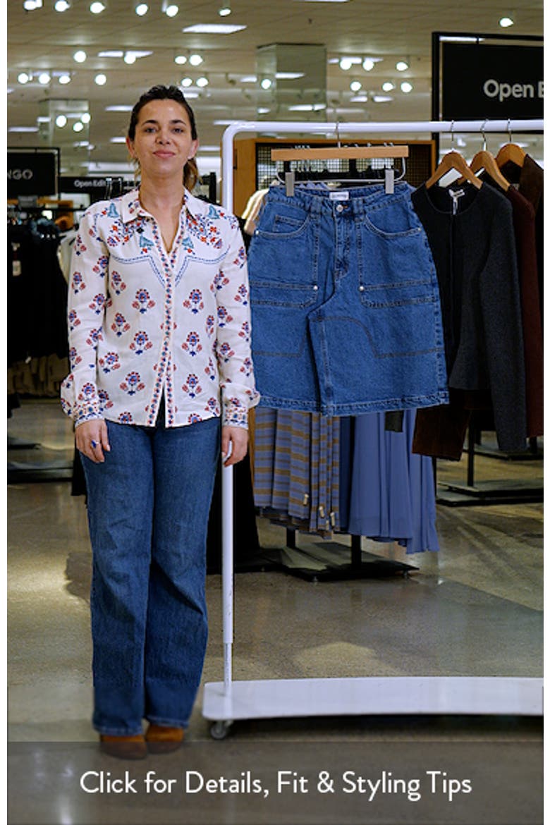Stretch Denim Wide Leg Bermuda Shorts video