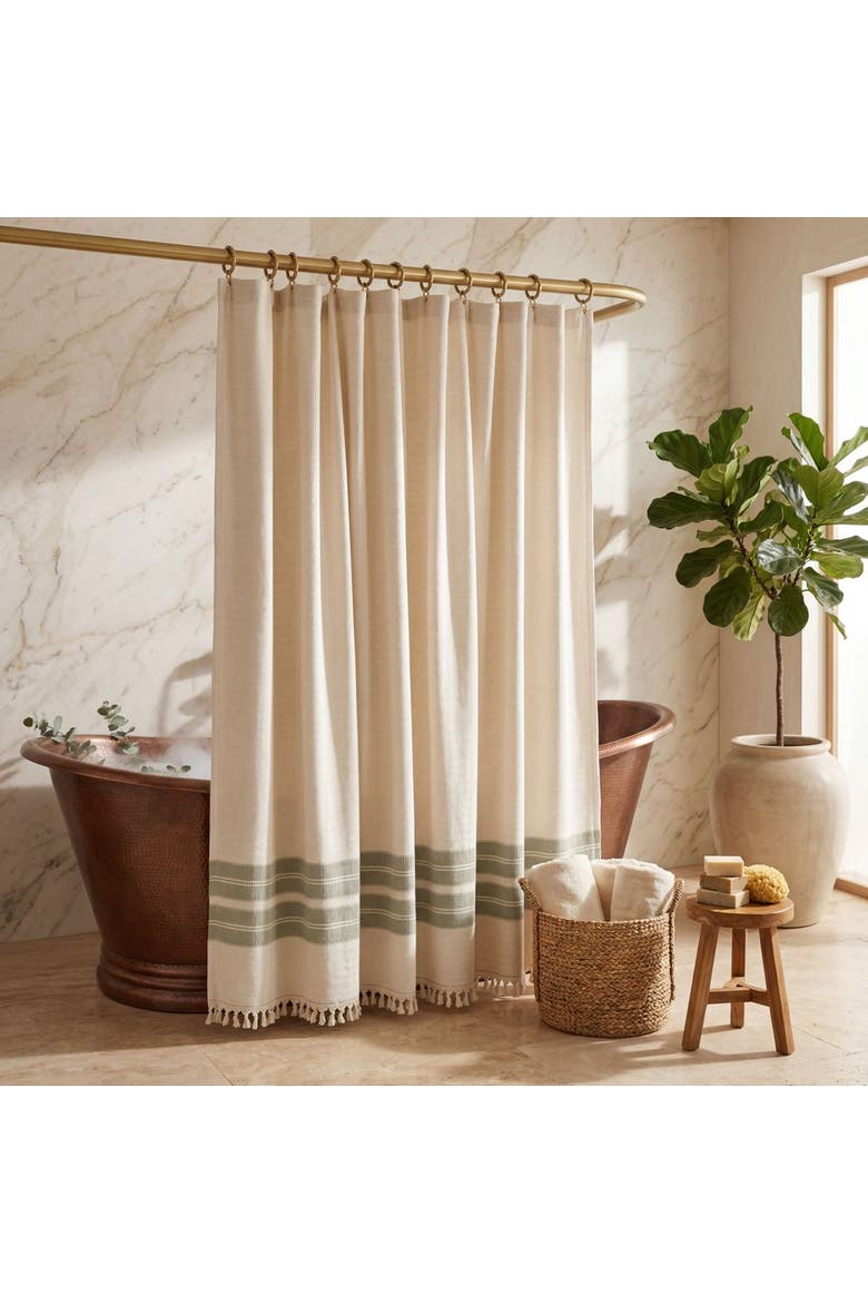 Costa Turkish Cotton Shower Curtain, Alternate, color, Sage Green