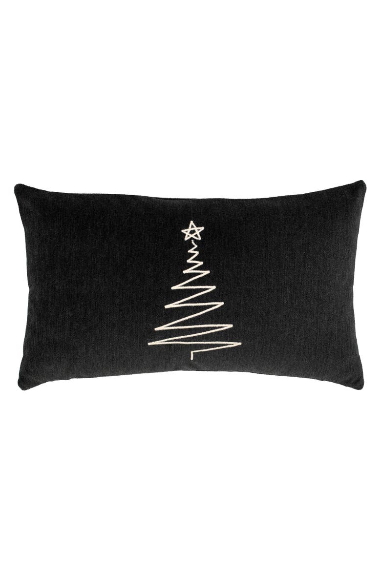 Silent Night Noir Indoor & Outdoor Woven Accent Pillow, Main, color, Noir