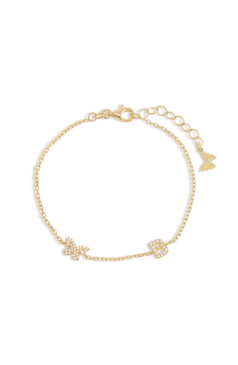 BY ADINA EDEN Pavé Butterfly Initial Bracelet, Main, color,