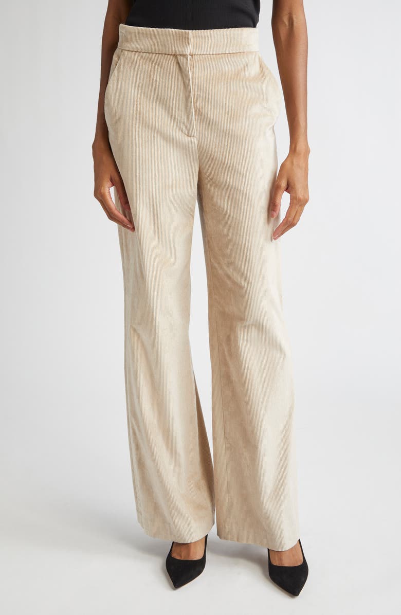 Veronica Beard Grigore Cotton Blend Corduroy Pants, Main, color, Heathered Sand