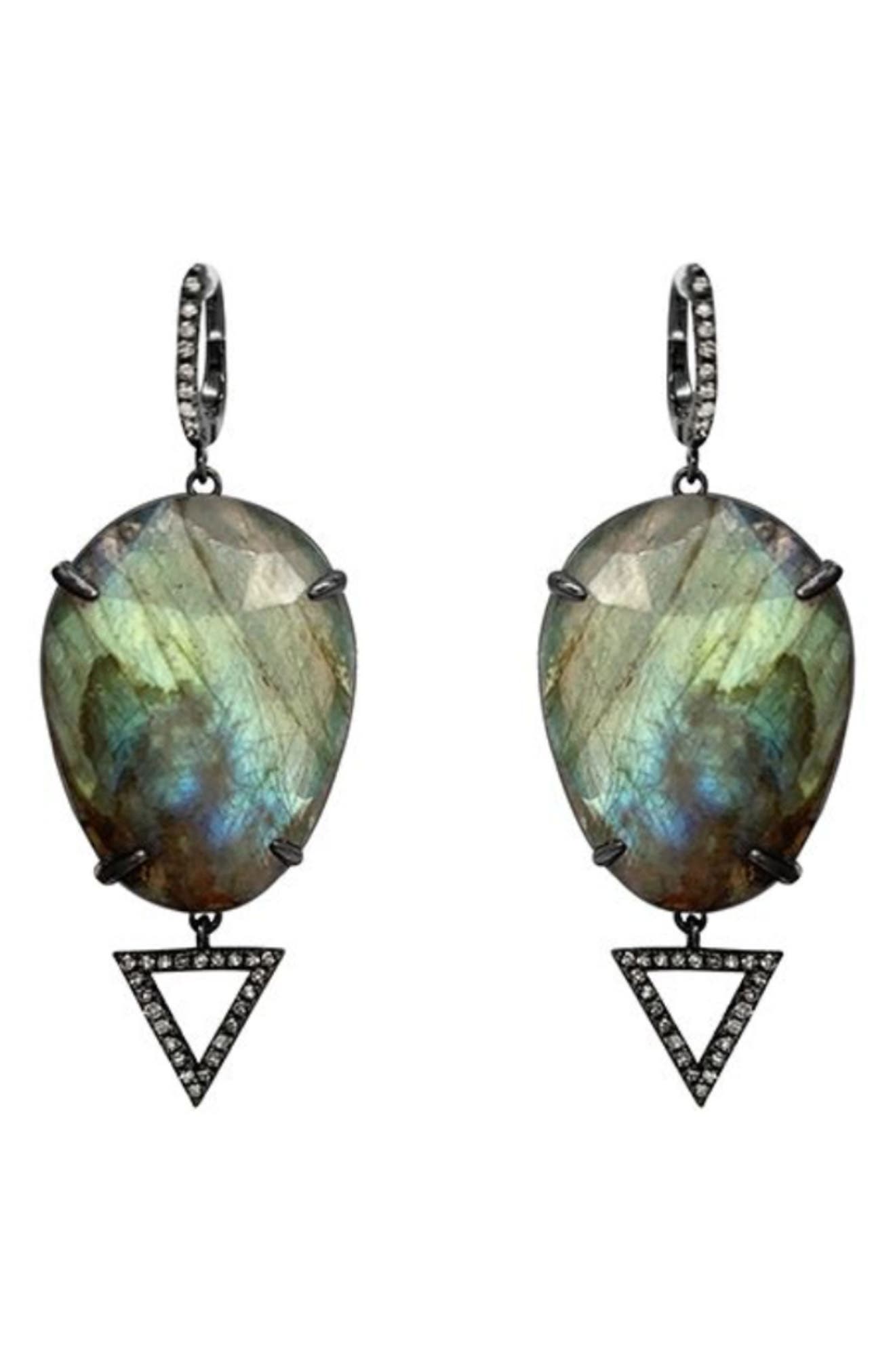 ADORNIA FINE Labradorite & Diamond Drop Earrings