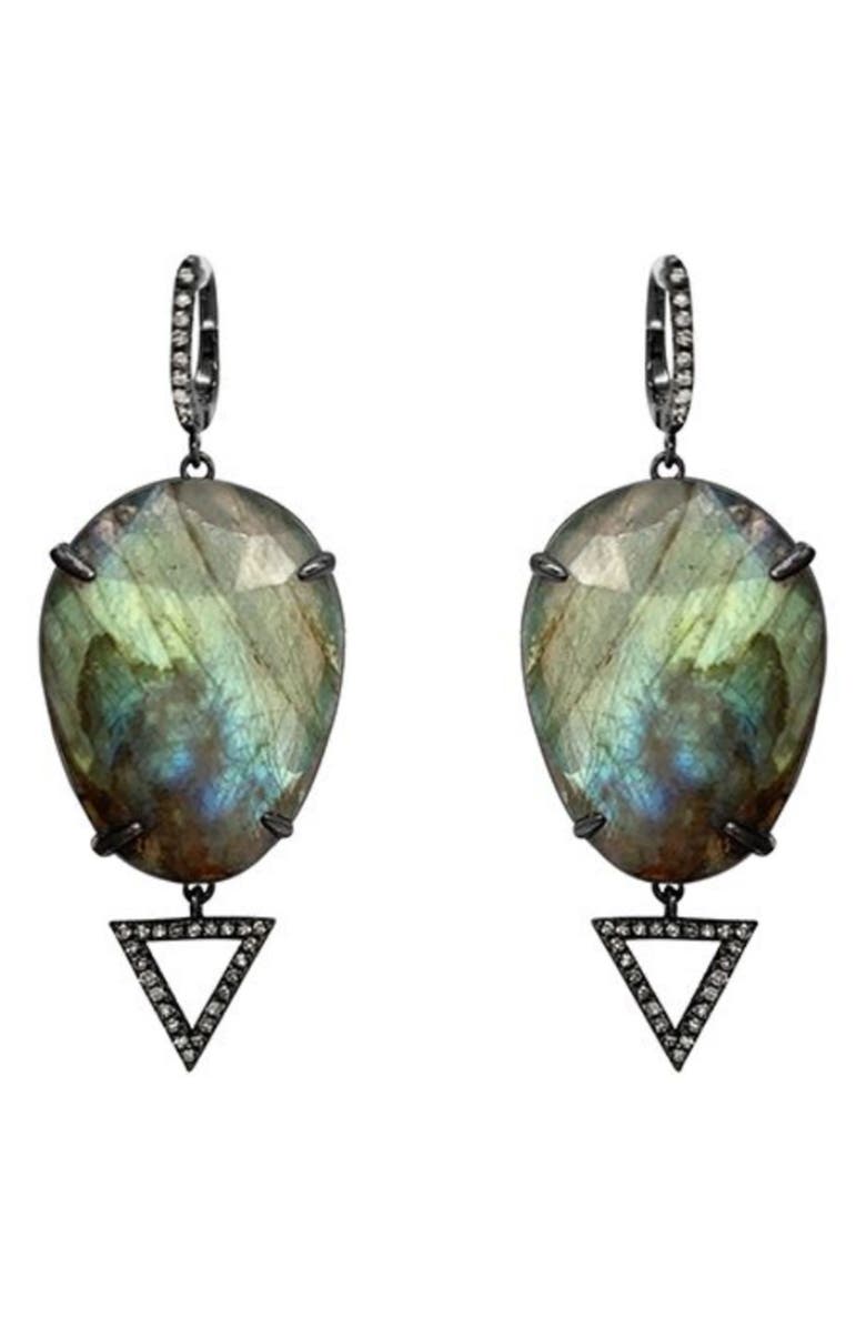 ADORNIA FINE Labradorite & Diamond Drop Earrings, Main, color, Silver