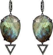 ADORNIA FINE Labradorite & Diamond Drop Earrings