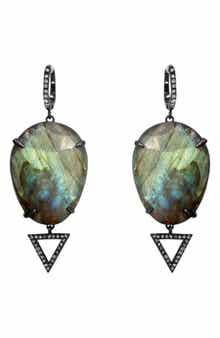 ADORNIA FINE Labradorite & Diamond Drop Earrings