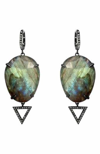 ADORNIA FINE Labradorite & Diamond Drop Earrings