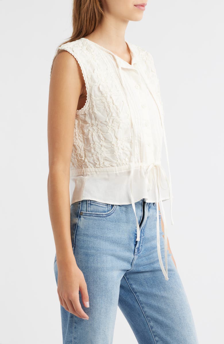 Topshop Cross Hatch Sleeveless Top, Alternate, color, Ivory