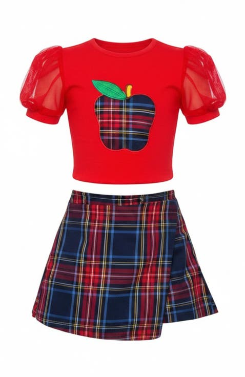 Little Miss Perfect Plaid Skort Set