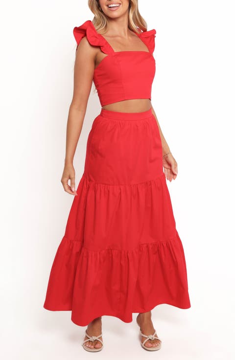 Roxia Ruffle Crop Top & Maxi Skirt Set