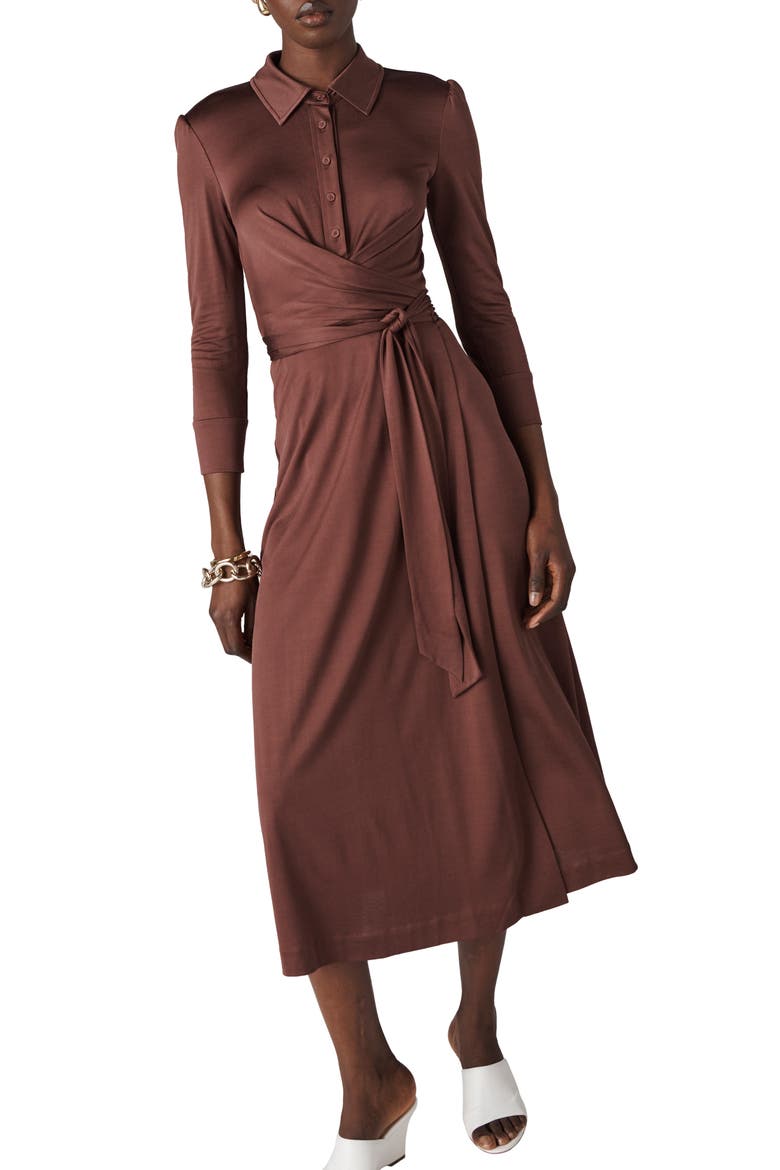 Sana Wrap Shirtdress, Alternate, color, CHOCOLATE