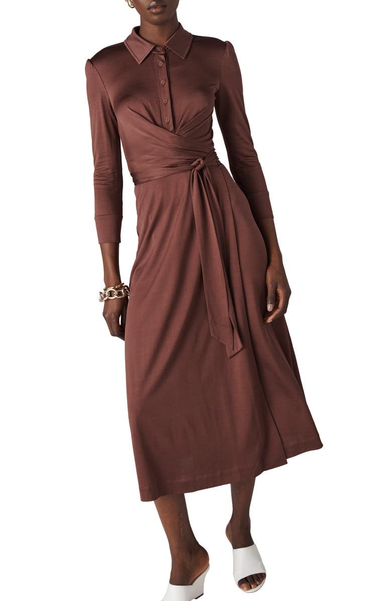 DVF Sana Wrap Shirtdress, Alternate, color, Chocolate