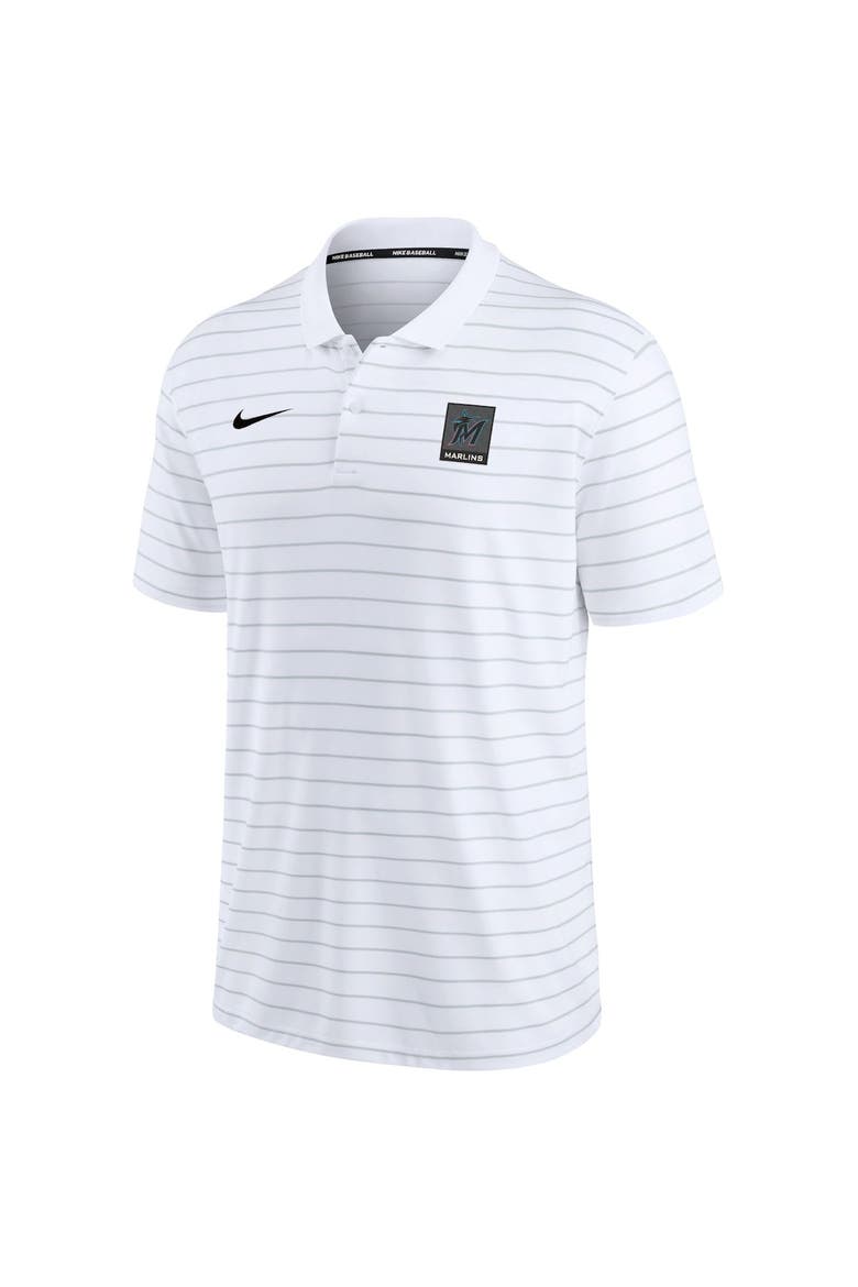 Men's Nike White Miami Marlins Authentic Collection Striped Performance Pique Polo, Alternate, color, White
