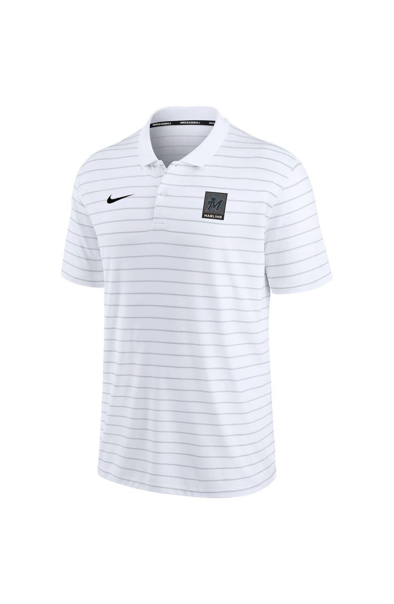 Nike Men's Nike White Miami Marlins Authentic Collection Striped Performance Pique Polo, Alternate, color, White