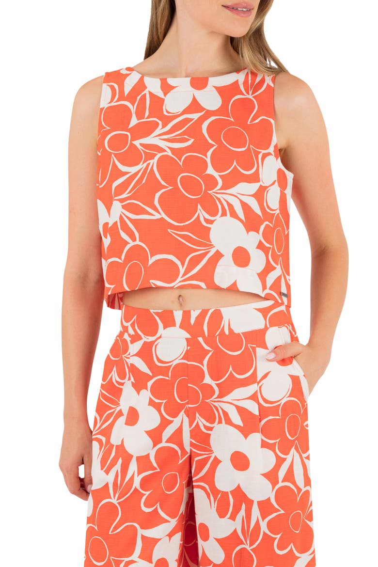 Daisy Floral Crop Tank, Main, color, TERRACOTTA