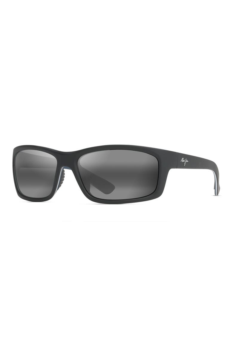 Kanaio Coast 61mm PolarizedPlus2® Rectangular Sunglasses, Alternate, color, MATTE BLACK/WHITE/BLUE