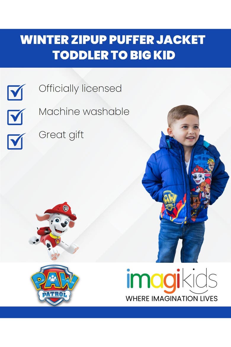 Hooded Puffer Jacket, Alternate, color, Paw Patrol Navy Blue