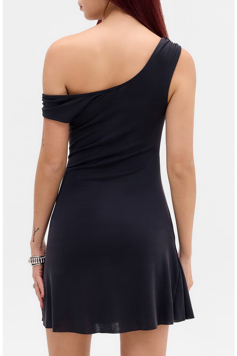 Fia Ruched Off the Shoulder Minidress, Alternate, color, BLACK