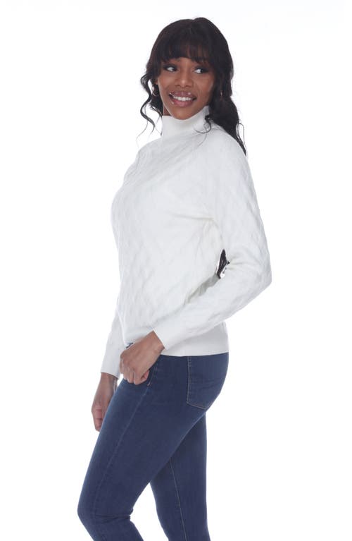 Rain And Rose Lattice Cable Knit Sweater In White