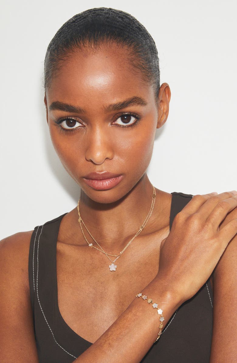 Tory Burch Flower Station Layered Chain Necklace, Alternate, color,