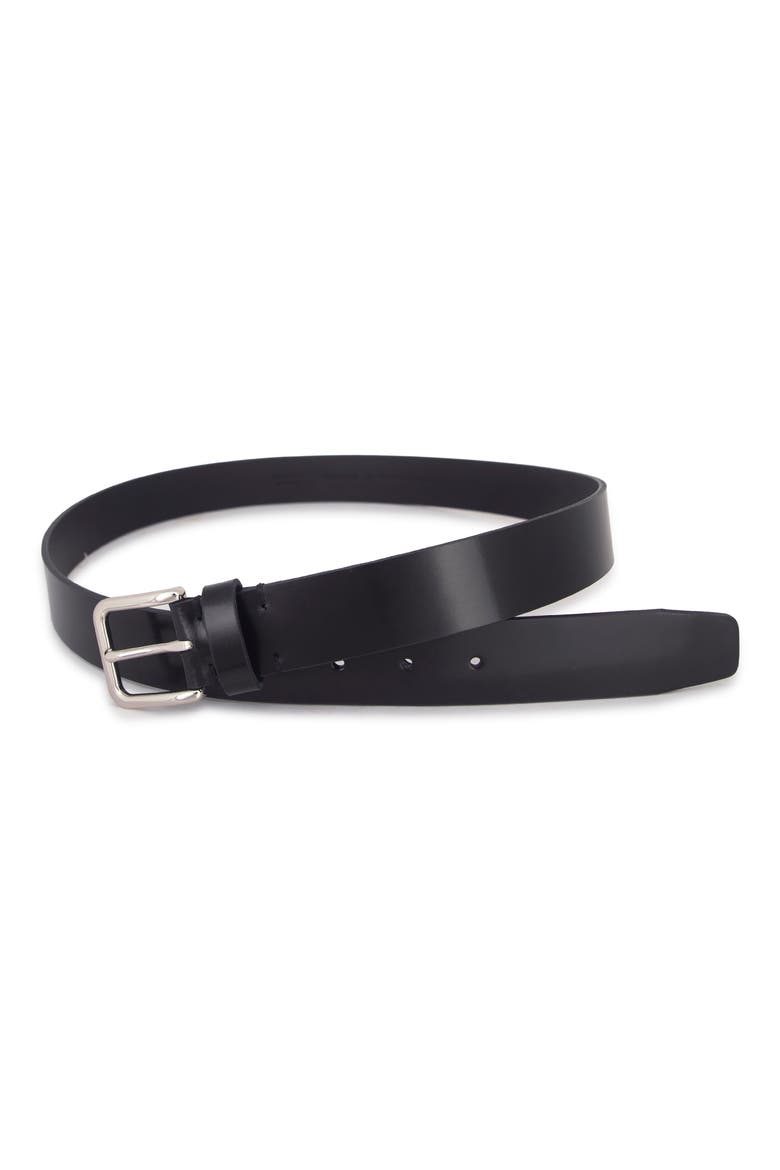 Leather Belt, Alternate, color, BLACK/ PALLADIUM