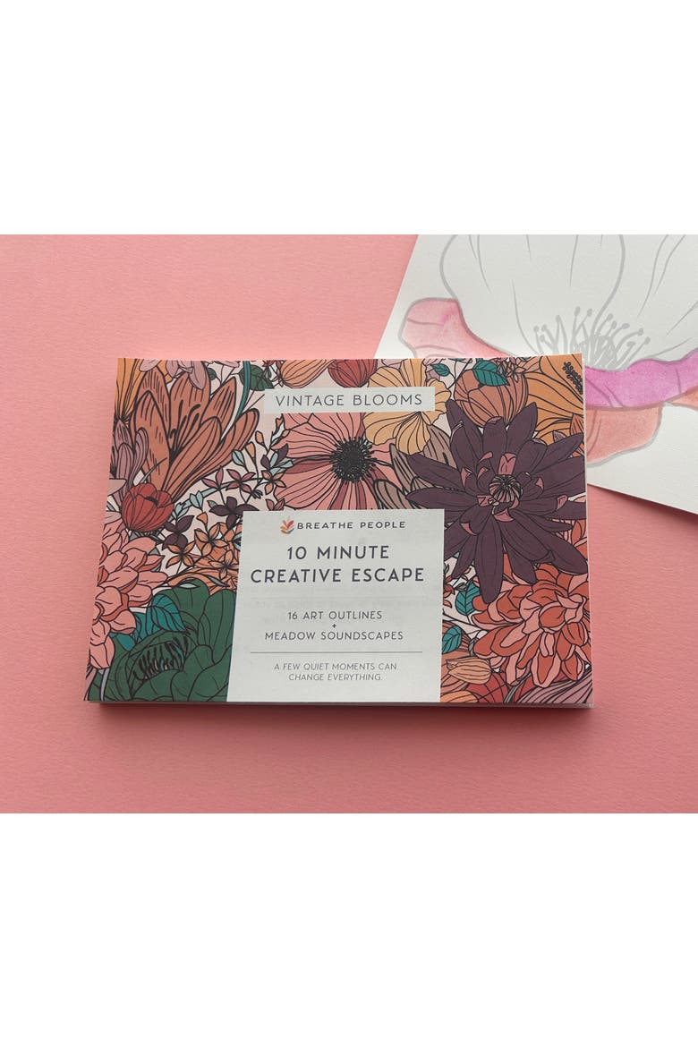 10 Minute Creative Escape Art Book , Vintage Bloom, Alternate, color, Floral Pink