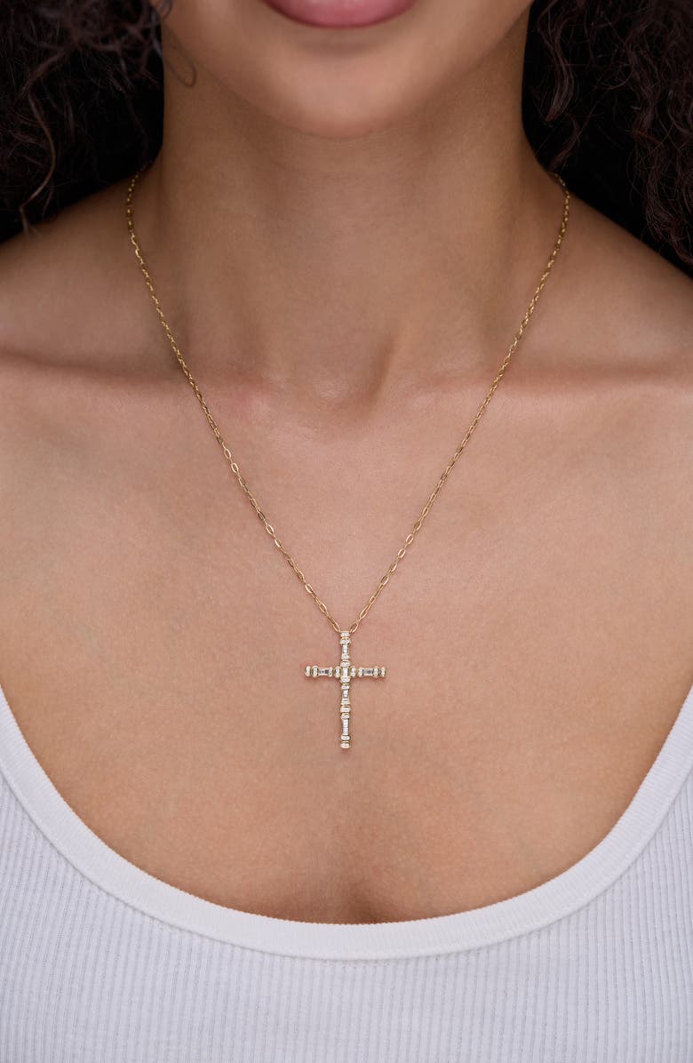 Bony Levy Florentine Diamond Cross Pendant Necklace, Alternate, color, 18K Yellow Gold