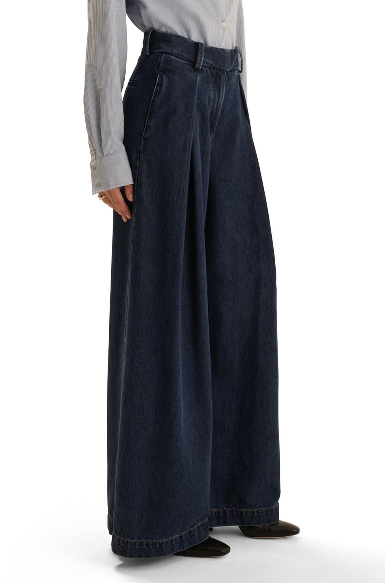 Pleats for Days High Waist Wide Leg Jeans, Alternate, color, DARK SEA
