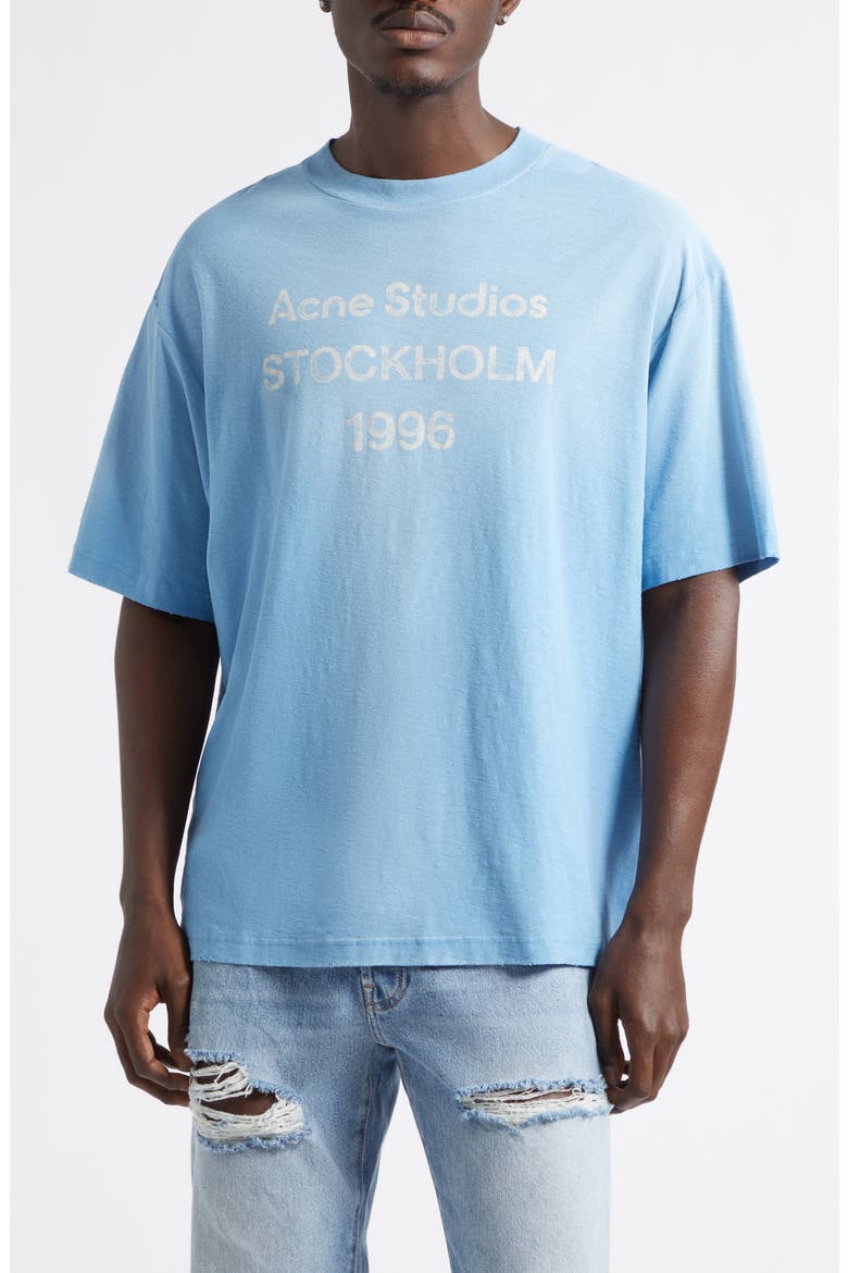1996 Logo Distressed Cotton & Hemp Graphic Tee, Main, color, CORNFLOWER BLUE