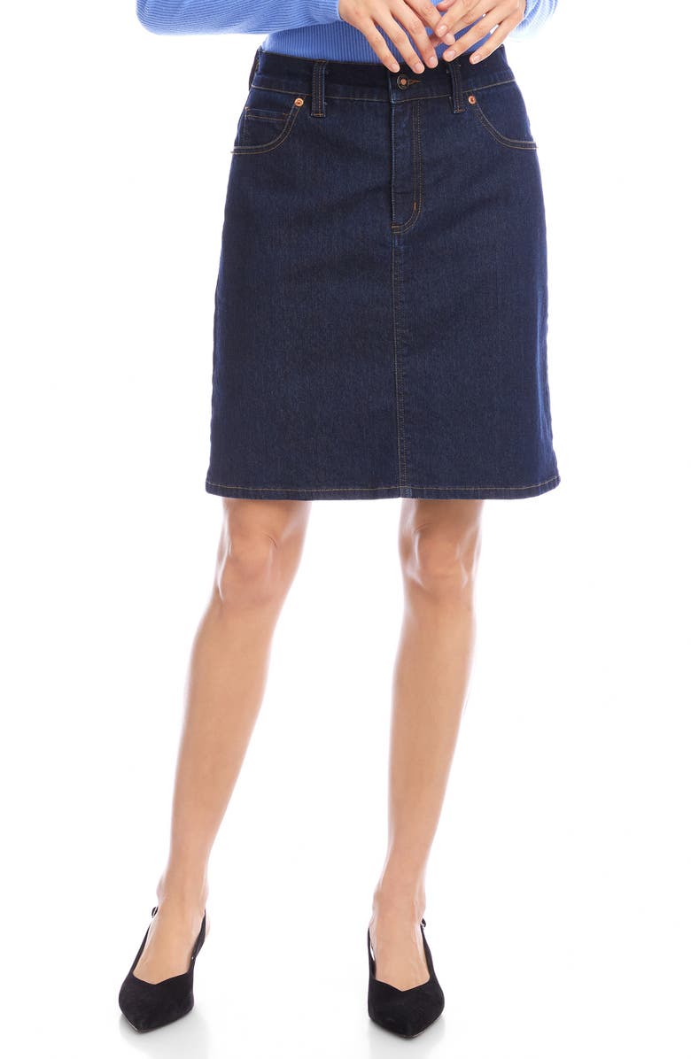 Karen Kane High Waist Pencil Denim Skirt, Main, color, Indigo Blue