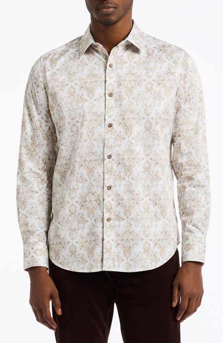 Robert Graham Delancey Damask Print Stretch Cotton Button-Up Shirt