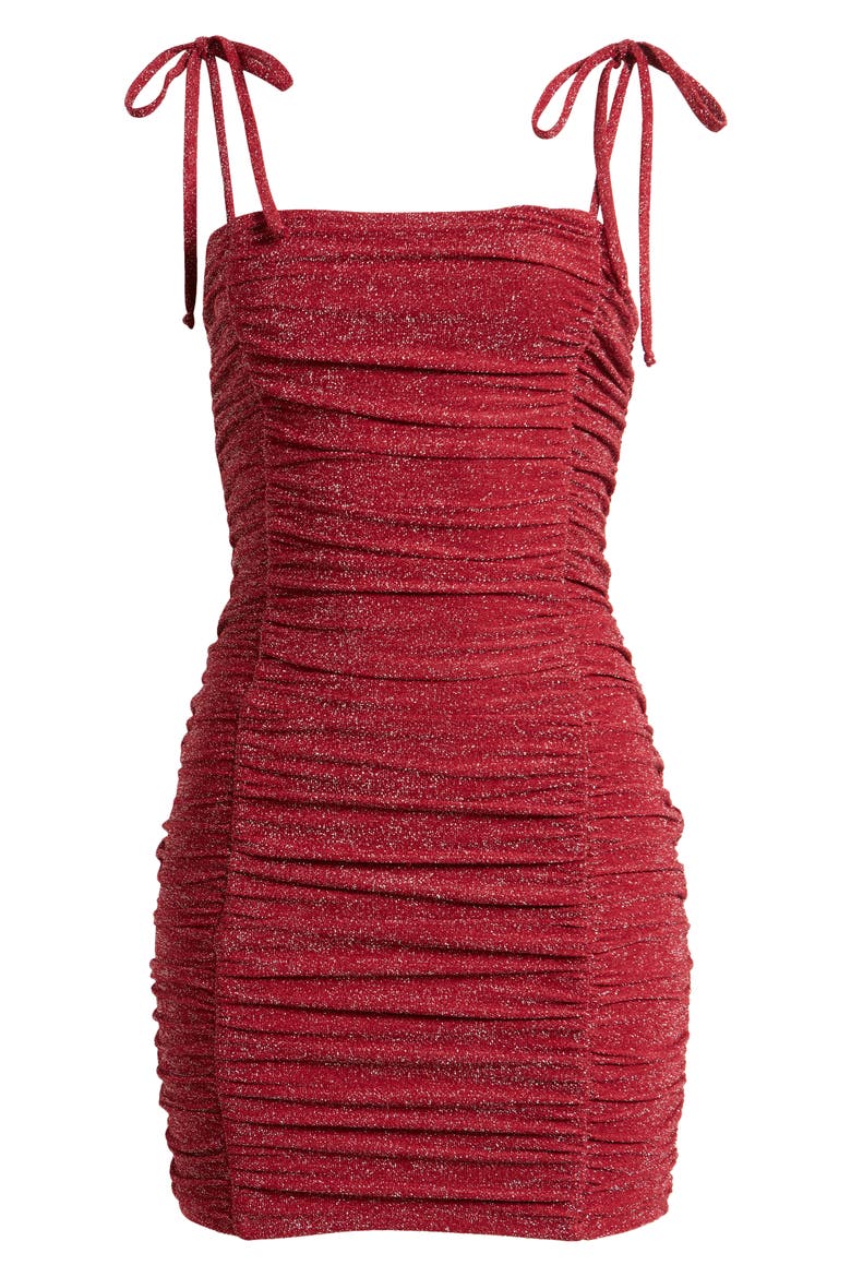 Shimmer Ruched Party Dress, Alternate, color, WINE