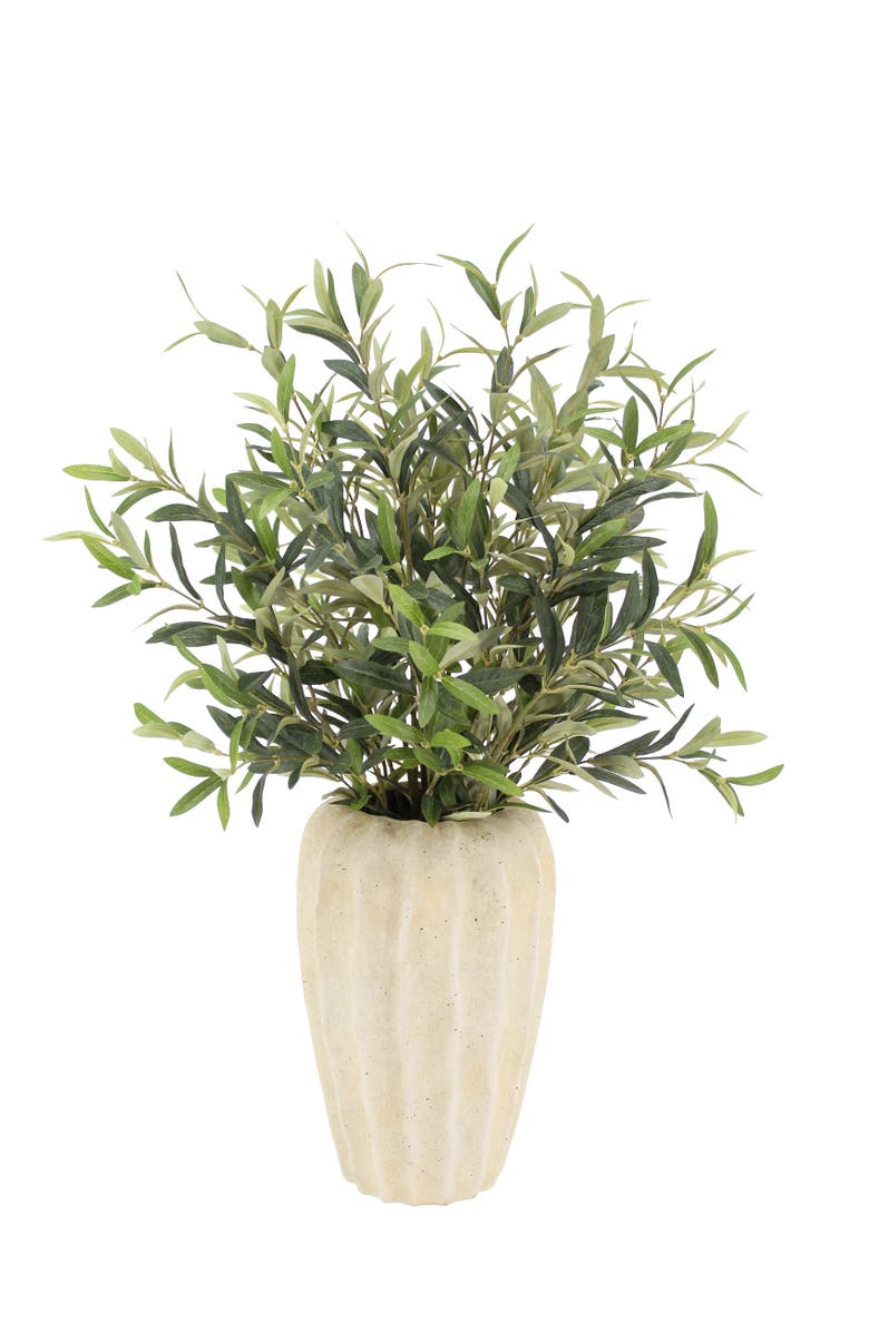 CG Hunter 30" Faux Olive Arrangement in Artisan Vase, Main, color, Crème