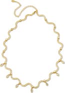 SAVVY CIE JEWELS Wavy 18k Gold Plated Cubic Zirconia Fringe Necklace