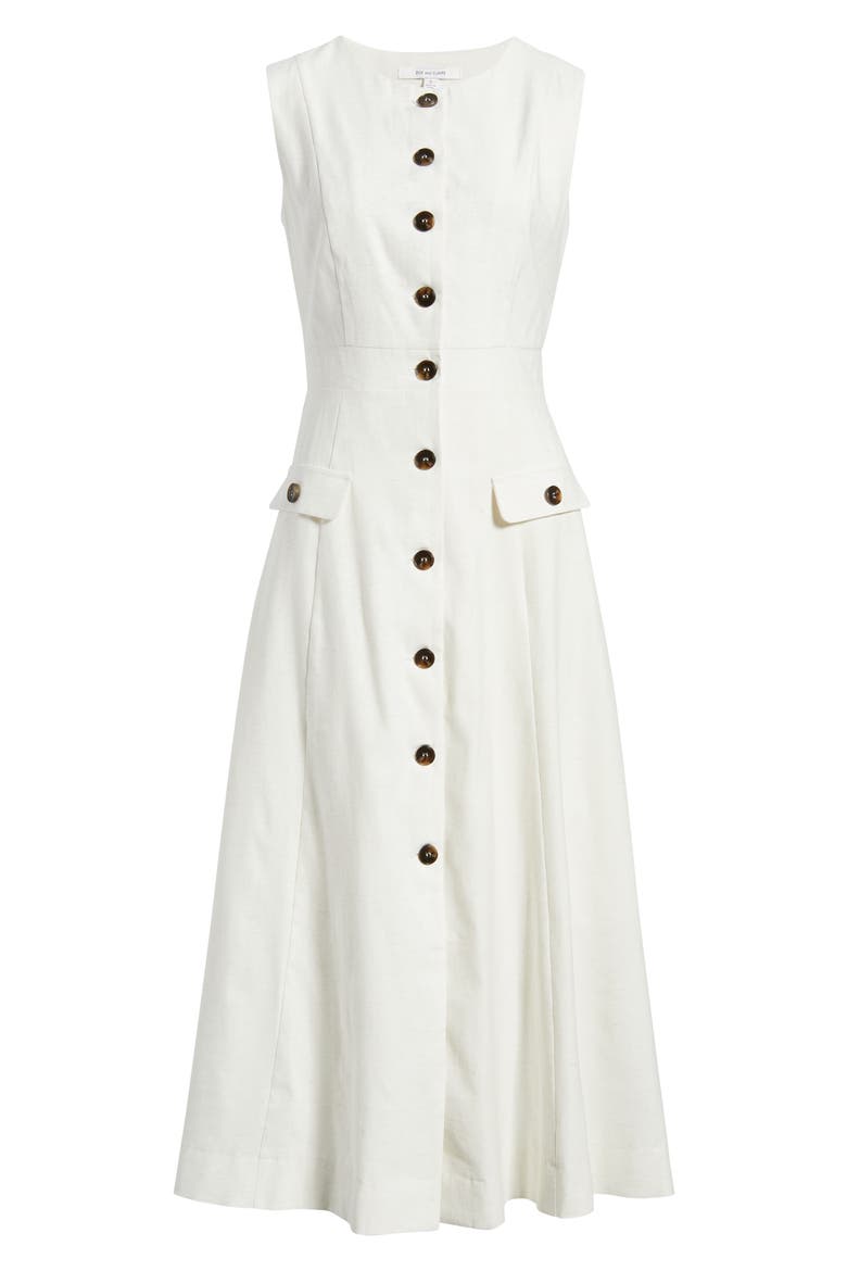 Sleeveless Button-Up Midi Dress, Alternate, color, OATMEAL