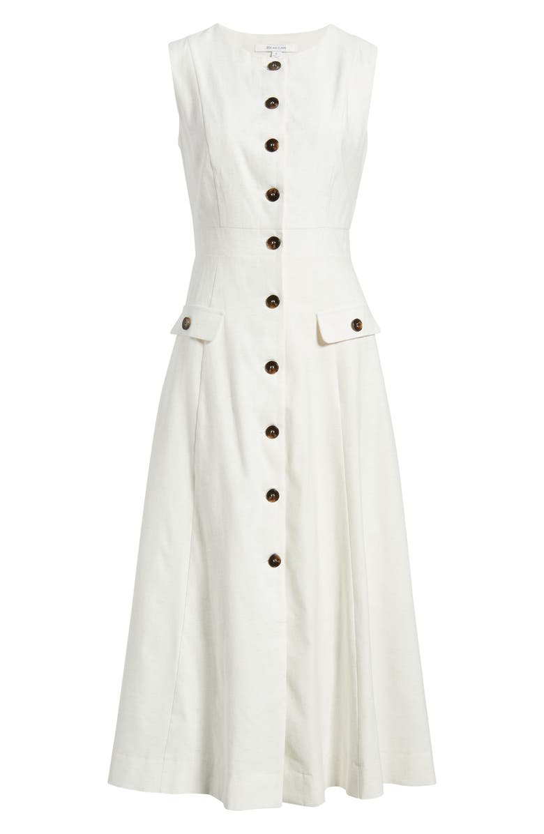 ZOE AND CLAIRE Sleeveless Button-Up Midi Dress, Alternate, color, Oatmeal